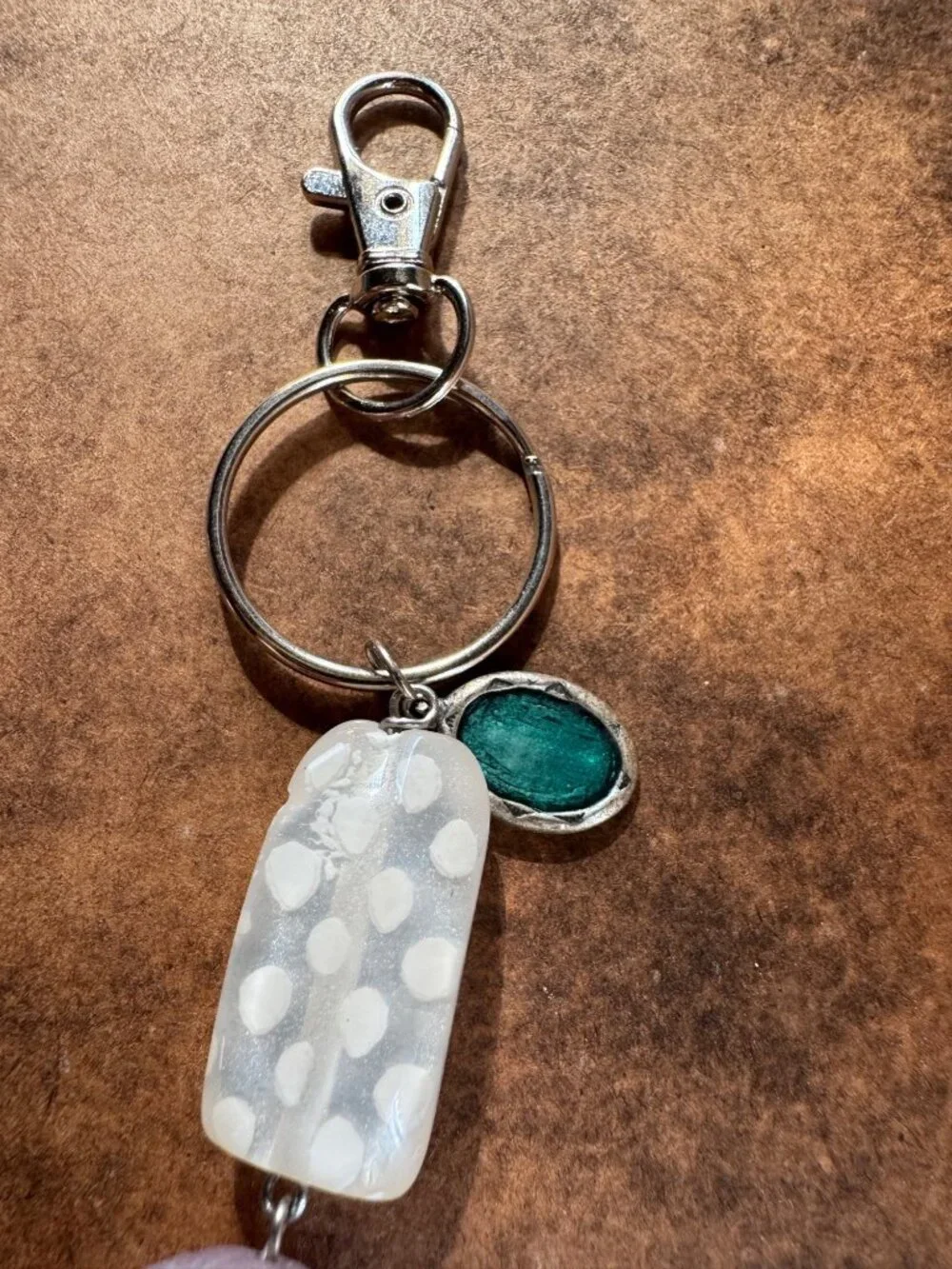 BoHo purse charm/keychain with amethyst beads